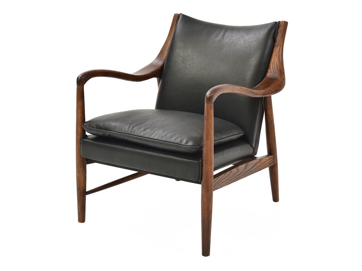 Kiannah Top-Grain Leather Club Chair, Black